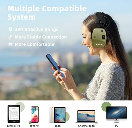 Слушалки ZOHAN 035 Bluetooth 5.0 За защита на ушите при Стрелба, Активно намаляване на шума Защита на слуха с усилване на звука