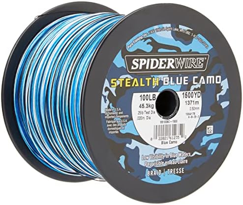 SpiderWire Stealth® Superline, Син Камуфлаж, 50 лири | 22,6 кг, 200yd | 182 м Ракита риболов линия, подходяща за риболов