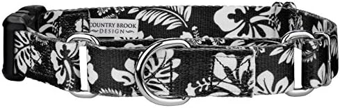Country Brook Petz - Черно Хавайски Мартингейл с луксозни катарама (5/8 инча, малка)