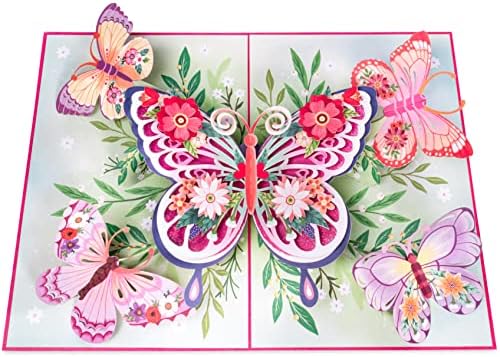 Гигантска Всплывающая картичка с цветни пеперуди, За показване, на Деня на Майката, За всеки повод, Подарък за Свети Валентин за жена