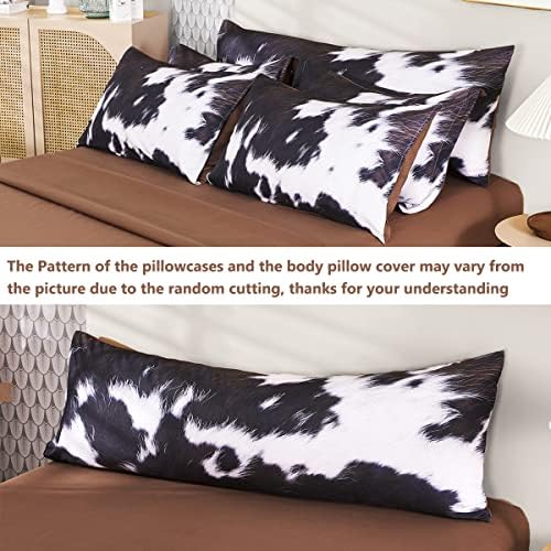 Комплект спално бельо с принтом крави, 8 бр., Спално Бельо, произведено от краве кожа, Комплекти Спално бельо от телешка кожа в западния