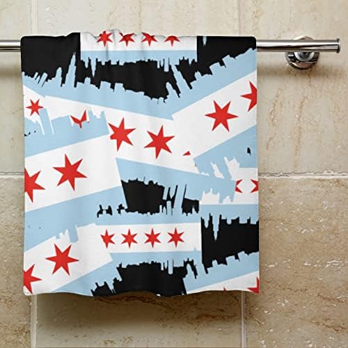Кърпа за лице с Флага на град Чикаго, Кърпи Премиум-клас, Гъба, Кърпа за миене на спа центъра на Хотела и Баня
