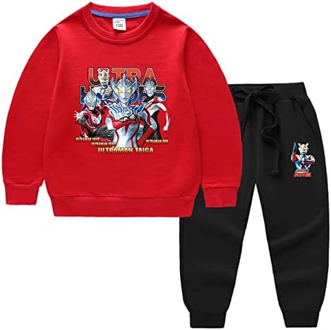 Памучен Hoody с шарени Narkoox PISTER За момчета -Hoody Ultraman с дълги ръкави и Панталони, Спортен Костюм от 2 теми, Пуловери, Блузи