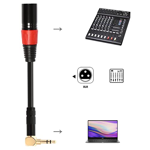 Аудио кабел Oluote 3.5 мм TRS под прав ъгъл към штекеру XLR, Тел Aux кабел L-образна форма за стереомикрофона (0,3 М /0,98 фута)