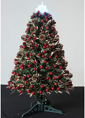 YUMUO 80 см Оптична Коледно Дърво, Настолна Изкуствена Коледна Бор, за Домашни партита, Офис украса на закрито и на открито -Зелен 80 (2,6