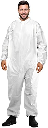 За еднократна употреба тела AMZ Medical Supply с бяла боя. Опаковка от 5 за еднократна употреба костюми за защита, за възрастни 4X-Large.