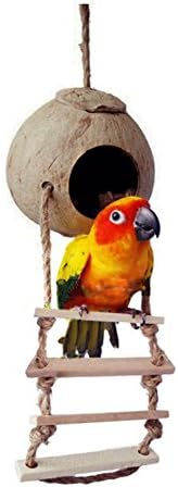Натурално Кокосово Убежище Играчки за Птици Декоративни Гнездото на птиците от Клетка Къща със Стълби