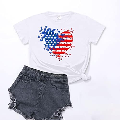 Тениска за жени, Ежедневни Тениски С Принтом на Американското, Облекло За Деня на Независимостта