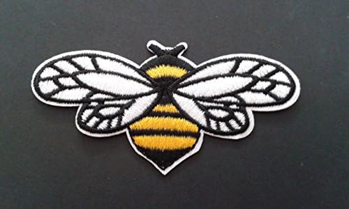 2 броя Bumblebee Желязната На Заплатке Апликация Животно, Насекомо Медоносная Пчела Мотив на Тъканта Стикер 3,5 х 1,8-инчов (8,8 х