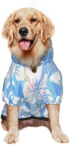 Hoody с качулка за голямо Куче в Хавайски стил, с цветен модел на Хибискус-Алоха, Дрехи за домашни любимци, Пуловер с Шапка, Мека Облекло