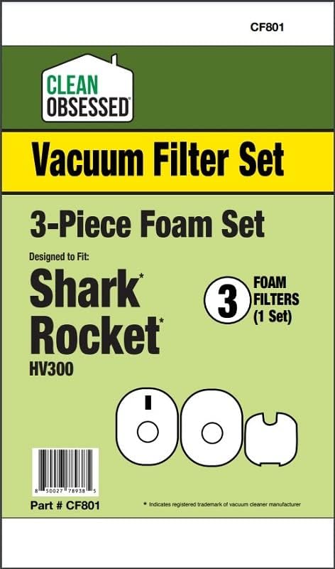 Набор от сменяеми филтри Clean Obsessed За Shark Rocket HV300, включва 1 комплект порест каучук филтри, OEM XFFV300