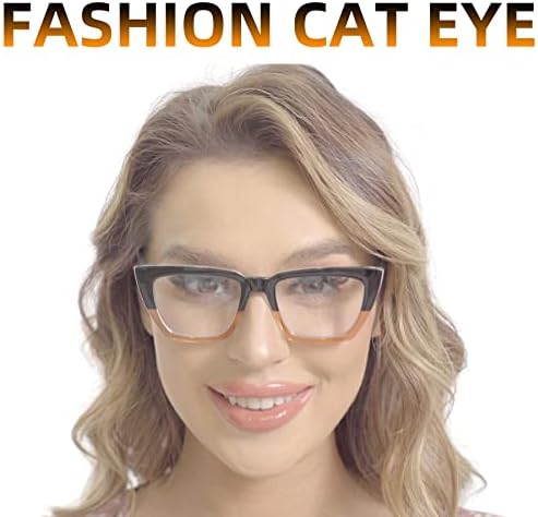 3 Опаковки, Големи очила за четене за жени, нападение от синя светлина, Стилни очила за четене компютърни игри Котешко око, за дами с регулируеми
