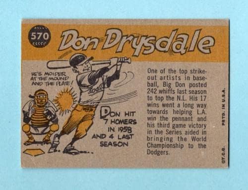 Бейзболна картичка на Дон Драйсдейла Лос Анджелис Доджърс 1960 Topps 570 All-Star Ex+-Ex/Mt ap wrks - Бейзболни картички с надписи