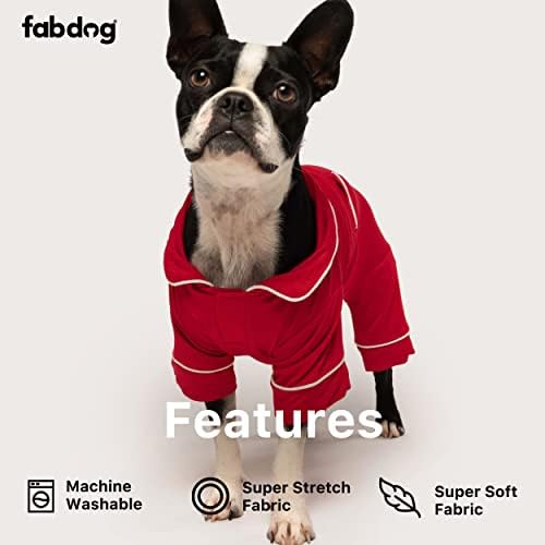 Fabdog Супер Мека 18-Инчовата Червена Пижама за кучета от Модала и Голям Червен комплект пижам от Човешкото Модала в тон