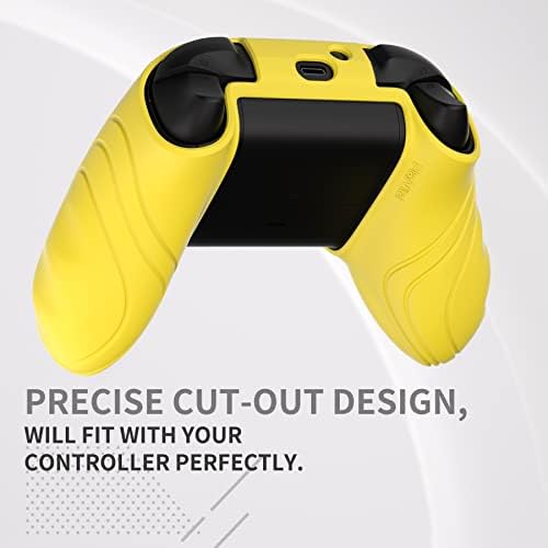 Противоскользящий силиконов калъф PlayVital Scorpion Edition контролера на Xbox X series / S, Мек Гумен калъф за контролера на Xbox X series / S с тапи за улавяне на палеца - Legend Yellow & Green