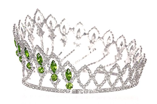 Пищната корона за младоженци в конкурс за красота за младоженци - със сребърно покритие зелени кристали T1185