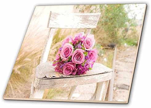 3dRose ct_98629_4 Изображение в стил шебби-шик от Селски стол и Розови рози.Jpg-теракот, 12 инча