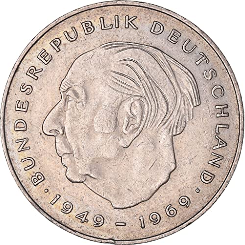 1970-1987 Монета в 2 германската марка с образа на първия президент на Германия Теодор Хойса. 2 Немска марка, Оценени от