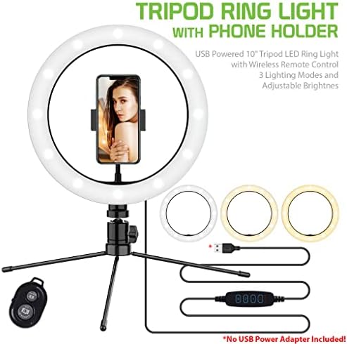 Светъл трикольор пръстен за селфи, съвместим с Samsung Tab S 32 GB 10 инча, с дистанционно управление за директно излъчване