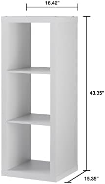 3-кубиков органайзер за съхранение на рафт за книги (цвят: бял текстура)