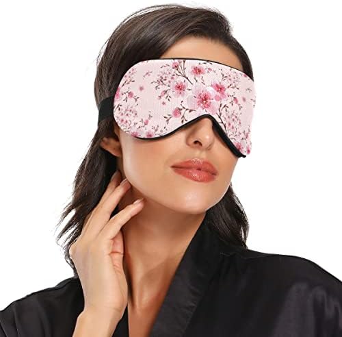 АЛАЗА Розова Череша Маска за Сън с Цветен Модел за Жени И Мъже, Маска за Очи за Сън, Забавни Затъмнени Охлаждащи Маски За Сън