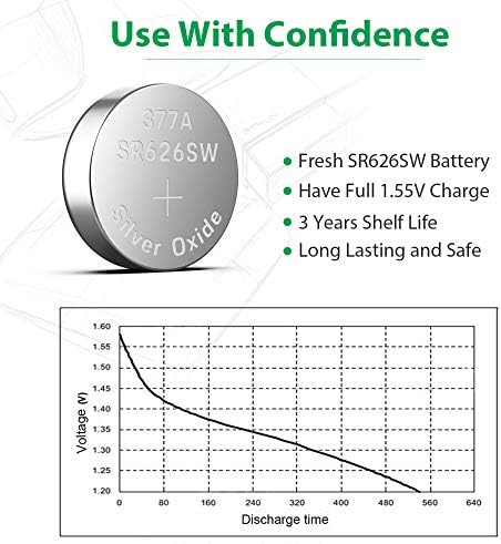 LiCB 10 X батерии за часа SR626SW 377, издръжлива и затворени, с голям капацитет от азотен сребро 1,55 В, Бутон Батерии за часовници