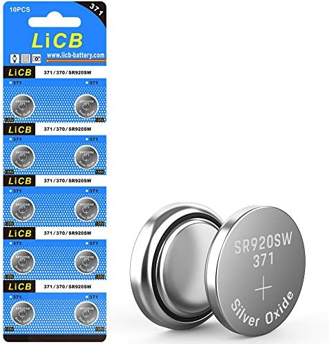 LiCB 10 X Батерии за часа 371 SR920SW, Издръжлива и затворени, с голям капацитет от азотен сребро 1,55 В, Бутон Батерии за часовници