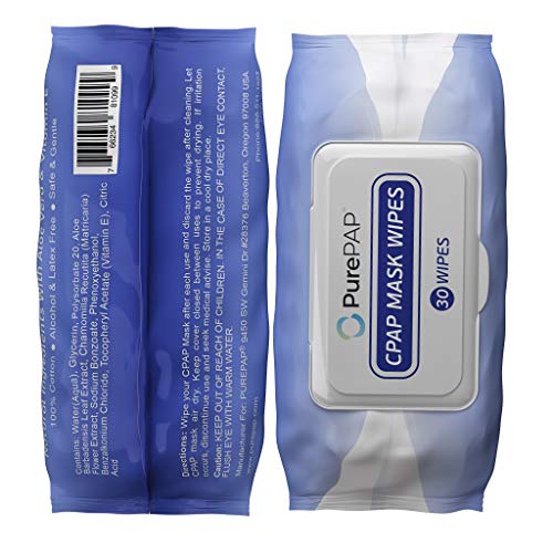 Почистващи кърпички PurePAP CPAP (30 кърпички) - Кърпи от памук, Кърпички CPAP без съдържание на алкохол - Естествени съставки,