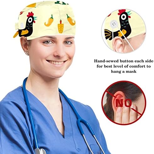 Медицински Шапки Регулируема Работна Шапка с Копчета и Лък, гумена лента за коса С Емблемата на Мексико Птица Кактус