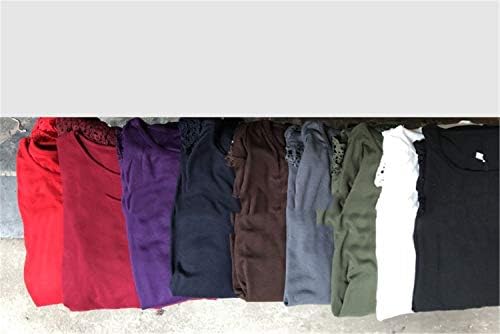 Andongnywell / Женски Свободни Дантелени Рокли-ризи, с кръгло деколте и дълъг Ръкав, Блузи-Ризи с дълги Връзки, Тениски (Кафе, XX-Large)