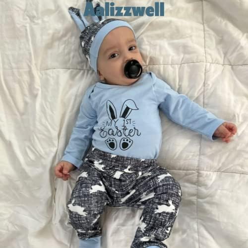 Aalizzwell Неутрално Великден и Дрешки за Новороденото Бебе с Шапка-лента за глава