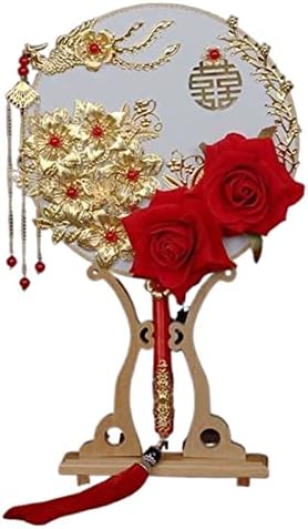 JKYYDS Ретро Китайски Вентилатор за Сватбена Декорация Златен Червен Ръчно Фен с Дракон и цветето Феникс, Вентилатор за Дворцовия
