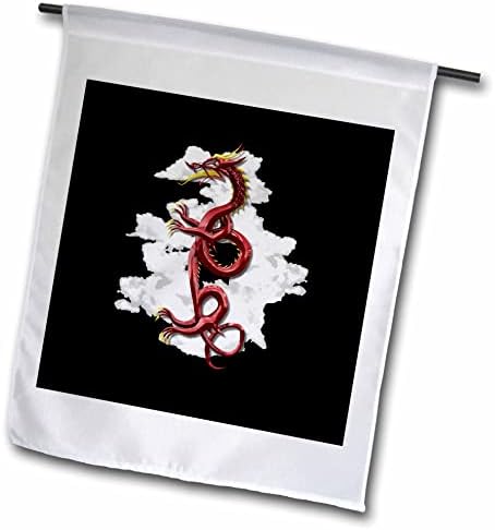 3d Равен на Митичния на китайския червен Дракон, Летящ Сред Облаци, Фентъзи Арт. - Знамена (fl_352635_1)