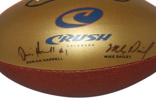 Футболни топки с логото на Denver Broncos & Colorado Crush с Автограф от 4 Sigs JSA 33916 - Футболни топки С Автографи