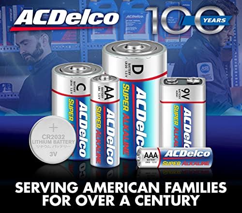 ACDelco 60-броя батерии тип AAA, суперщелочная батерия на максимална мощност, срок на годност 10 години, и ACDelco 24-броя батерии