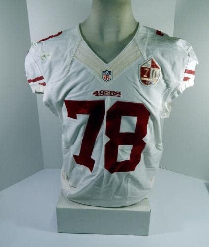 2014 Сан Франциско 49ерс Харисън Смит 78 Използвана Бяла Риза 70 Кръпка 46 8 - Използваните тениски без подпис за игри NFL