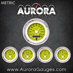 Набор от метрични инструменти Aurora Instruments 4716 в тънка ивица зелен цвят 5 Калибри (бели реколта игла, хром пръстени