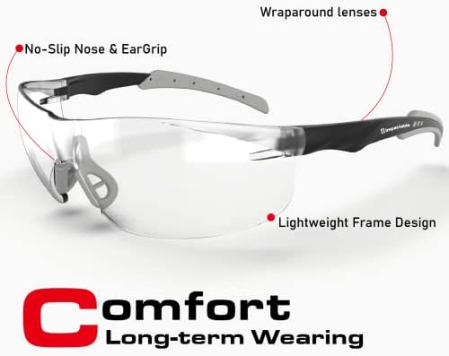 Защитни очила със защита от замъгляване, черни /Сиви и Червени / Черни (2 опаковки)