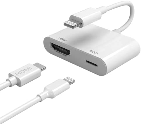 Адаптер Lightning-HDMI Сертифициран от Apple Пфи, Адаптер за свързване на телефона / iPad към HDMI, Жак за синхронизация на аудио и видео с
