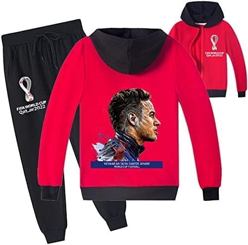Visaml/ Детска Hoody Neymar, Блузи с качулка с цип, Ежедневни Свитшоты с дълги ръкави и панталони за джогинг, Комплект, подходящ