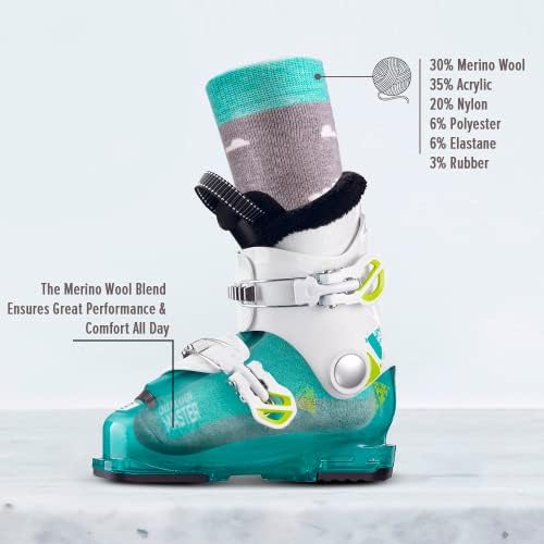 Детски ски чорапи OutdoorMaster от смес от мериносова вълна, с неплъзгащи белезници на пищяла