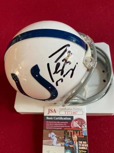 Мини-каска Пейтона Мэннинга С автограф (JSA) Colts (Рядък / Ретро) - Мини-каски NFL с автограф