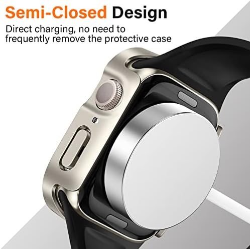 Amizee 2 Pack е Съвместим с корпус Apple Watch 44 мм серия 6/5/4 / SE с вградено защитно фолио за екрана, твърд КОМПЮТЪР с прав ръб, Ултра-защитен