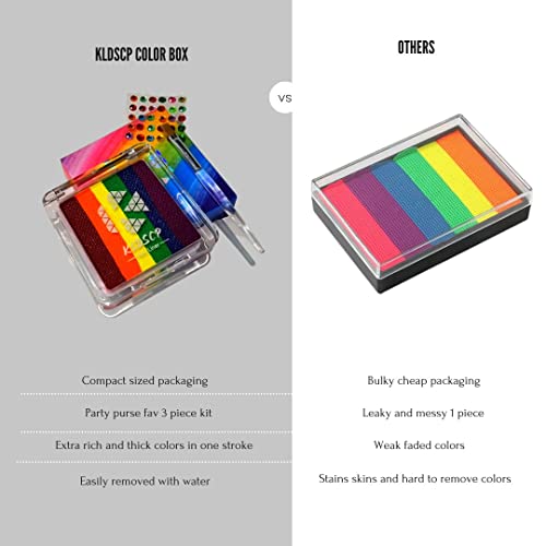 KLDSCP 8 Цветна очна линия UV-ярък неонов комплект за грим за Хелоуин SFX |Активен Вода |Фестивал и парти (Диаманти за лице +