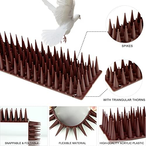 8 Опаковки шипове за птици - Пластмасови шипове, за да отблъскват птиците размер 17 х 1,57 x 1,38 инча - Тръни, за да отблъскват птиците