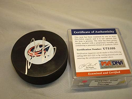 Мариан Габорик подписа автограф с хокейна шайба Кълъмбъс Блу Джакетс. PSA / DNA COA 1A - за Миене на НХЛ с автограф
