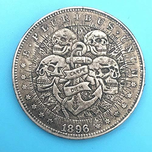 Сребърно покритие Монета 1896 г., Американски Скитник Възпоменателна Монета Криптовалюта Любителски Колекция Череп Група Монета