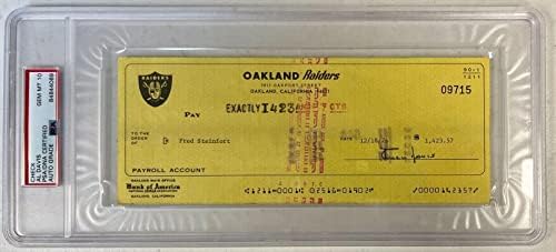 ЕЛ ДЕЙВИС ум.2011, подписана от / инкапсулированный чек Oakland Raiders-GEM MT 10-PSA 84844068 - Издълбани подпис NFL