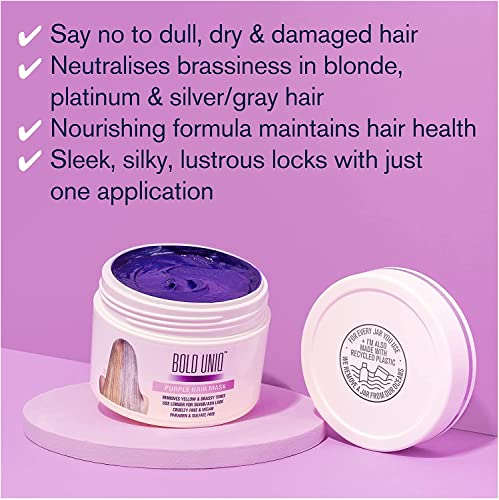 МАЗНА маска за коса UNIQ Purple За светли, платина, променен цвят, Сребрист, сива, Пепельных и медни коса и Лилаво Незаличими