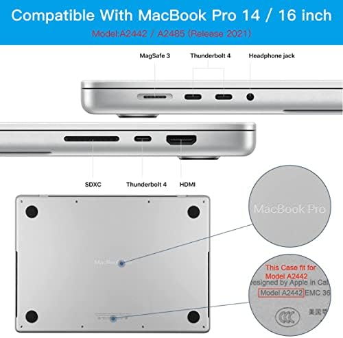 [7 бр.] Прахоустойчив калъф за MacBook Pro 14 и MacBook Pro 16 инча с чип M1 M2 Модели A2779 A2780 A2442 A2485, Прахоустойчив конектор за